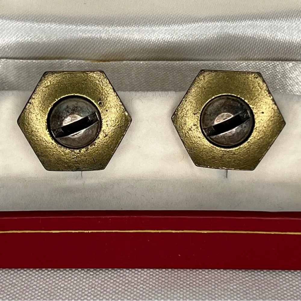 Cufflinks Bundle Nut & Bolt and Cogwheel &‎ Screw Boxed EUC